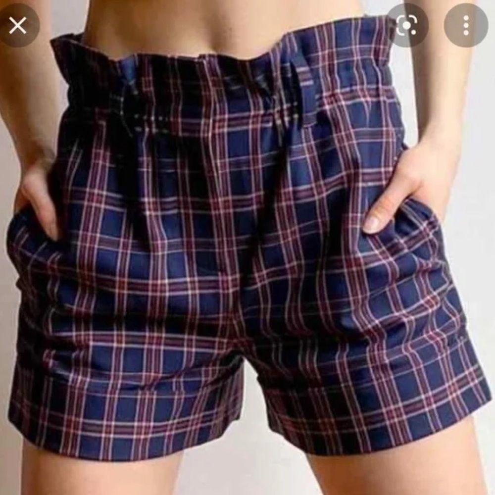 Aritzia Sunday Best Aki Paperbag Plaid High Waist shorts